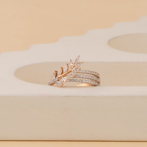 LEAF FLOWER DIAMOND FANCY RING
